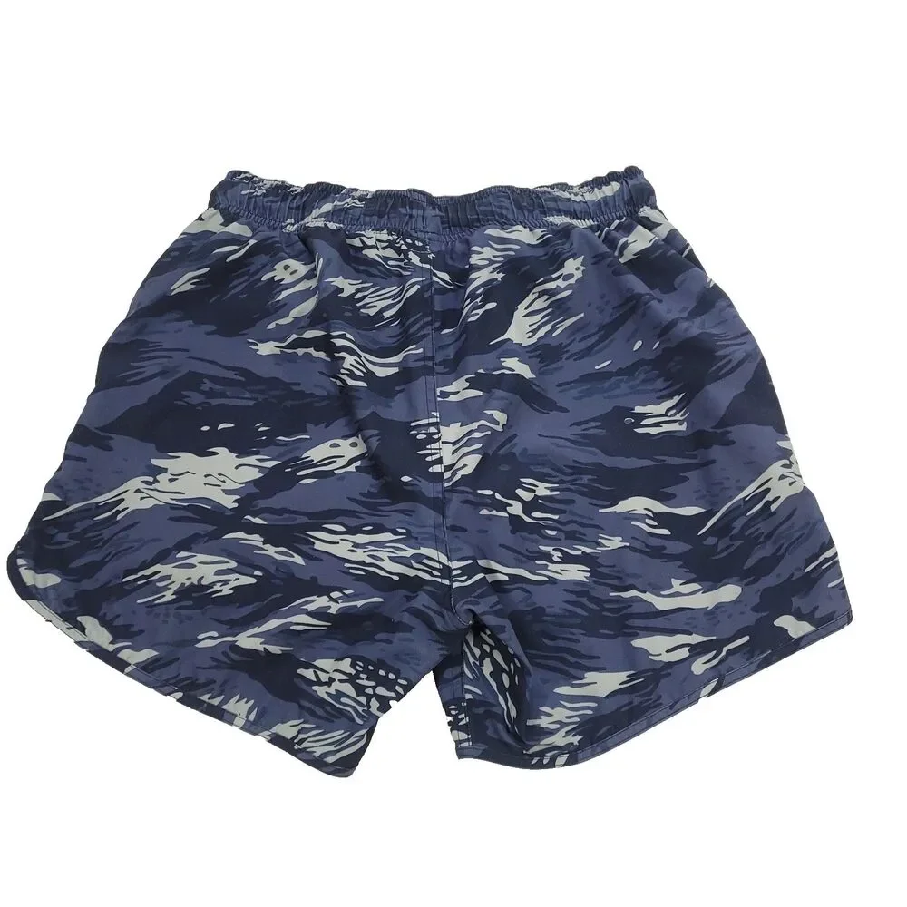 tiger striped camoflauge NFQ athletic lined shorts M blue stripe